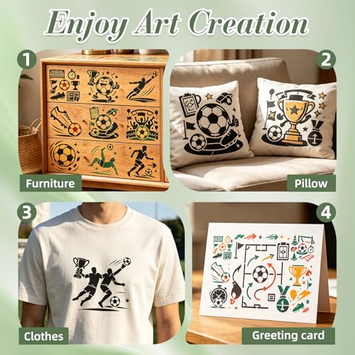 20Pcs Football World Soccer Stencils for Crafts Reusable(3.94X3.94 Inch) - color: Football