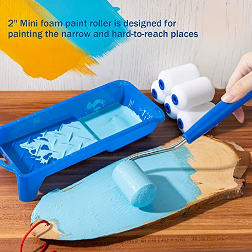 2 Inch Foam Paint Roller Covers*20 pcs and Paint Roller Set(Paint Tray, Roller Frame, Roller Covers)
