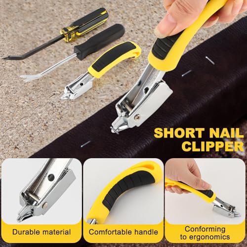 3-Piece Heavy Duty Staple Remover Tool Set, Tack Puller and Nail Puller for Removing Staples from Furniture, Flooring, Carpet, Wood Cases, Cartons and Picture Frames, Black & Yellow