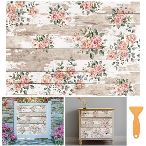 3 Sheets Vintage Flower Rub on Transfer for Crafts DIY Rose Furniture Inspritional Rub on Sticker Decals for Wood Waterproof Farmhouse Transfer Stickers Rub on Decals for Home Decor 6"x12" - style: Vintage rose