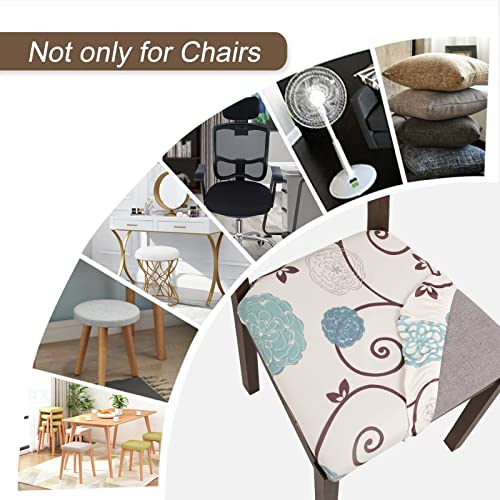 SearchI Seat Covers for Dining Room Chairs Stretch Printed Chair Seat Covers Set of 4, Removable Washable Upholstered Chair Seat Protector Cushion Slipcovers for Kitchen, Office(Ball Flower) - color: Ball Flower