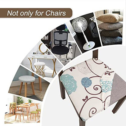 SearchI Seat Covers for Dining Room Chairs Stretch Printed Chair Seat Covers Set of 4, Removable Washable Upholstered Chair Seat Protector Cushion Slipcovers for Kitchen, Office(Ball Flower) - color: Ball Flower
