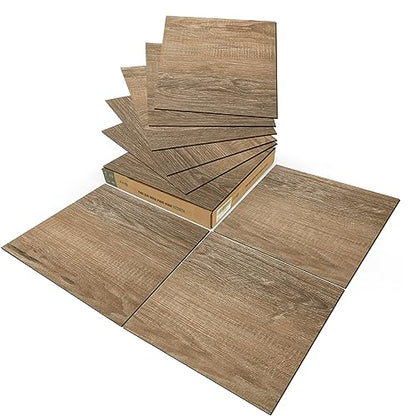 Art3d 30-Pack Peel and Stick Vinyl Floor Planks, 12" x 12", Light Brown Ash - color: Light Brown
