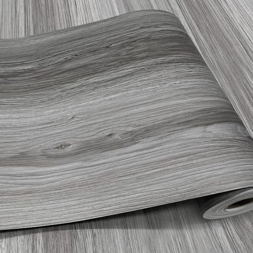 Woodgrain Vinyl Floor Roll, 11.8" x 118", Quick‑Apply Peel & Stick - color: Grey, size: 118"*11.8"