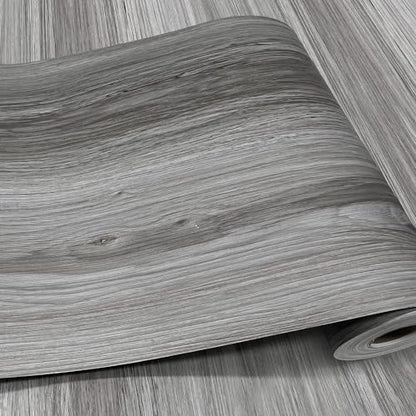 Woodgrain Vinyl Floor Roll, 11.8" x 394", Quick‑Apply Peel & Stick - color: Grey, size: 394"*11.8"