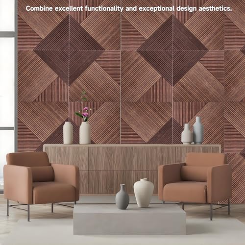 TO-TH Sound Proofing Panel Peel and Stick Wall Panels 6Pack, Red Sandalwood - color: Red Sandalwood