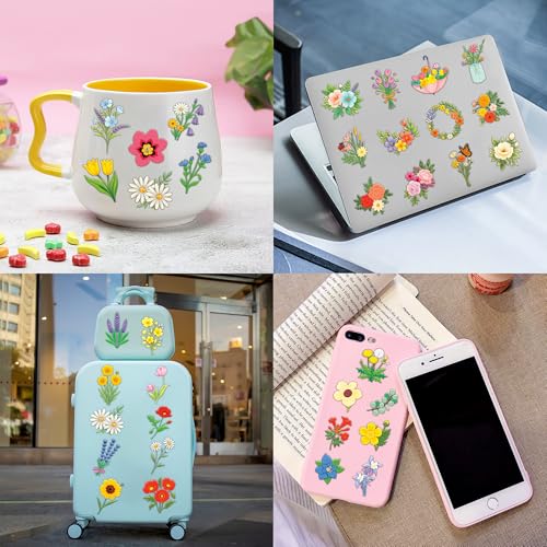 96 PCS Small Wildflower Pre-Cut Temporary Tattoos for Kids