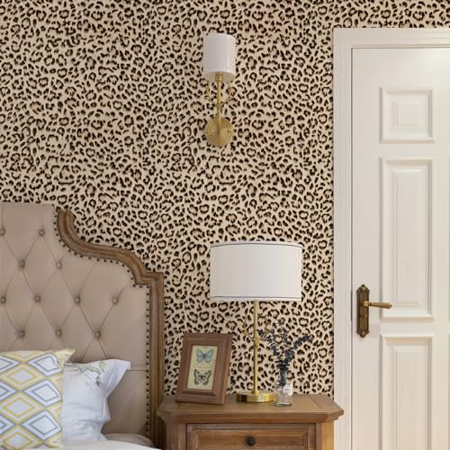 HueBurst Leopard Peel and Stick Wallpaper 17.3"x240" Cheetah Contact Paper Self Adhesive Brown Wallpaper Removable Waterproof Art DIY Wall Paper for Bedroom Living Room (28.8sq.ft.) - size: 17.3" x 240"