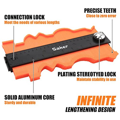 Saker Contour Gauge Profile Tool Set,Unlimited Connection 2PCS and Pencil - style: 2 Pieces Unlimited Connection Set