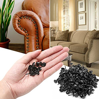 Metal Thumb Tacks, Black, 7/16 Inch, 200 Pcs - color: Black