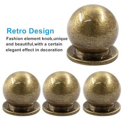 Jiozermi 4 Pack Mini Round Solid Brass Knobs, 5/9 Inch, Bronze - color: Bronze, size: 5/9 Inch(14mm)