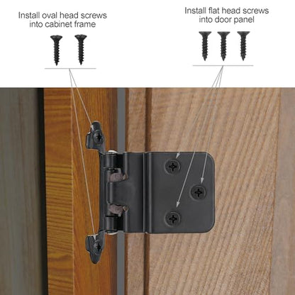 Matte Black Cabinet Hinges, 3/8” Inset, 4 Pack - color: Matte Black, size: 3/8 Inch Inset