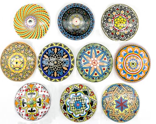 Bohemian Ceramic Knobs - 10Pcs Round Porcelain Knobs - Exquisite Ceramic Bohemian Handles - Bohemian Style Cabinet Knobs