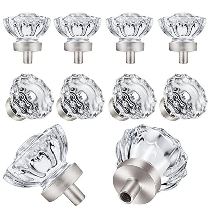 8 Pack Brushed Nickel Cabinet knobs, Glass Cabinet Knobs and Pulls - color: Brushed Nickel, size: 8 Pack (36mm)