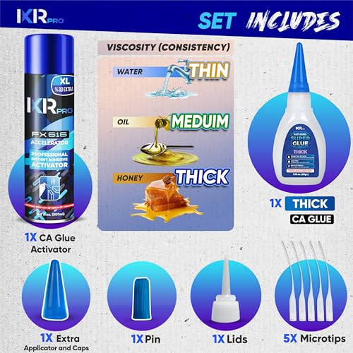 ixirpro CA Glue with Activator, Thick, for Gap-Filling, 1.75oz + 16.9oz Kit - size: 1 Pack
