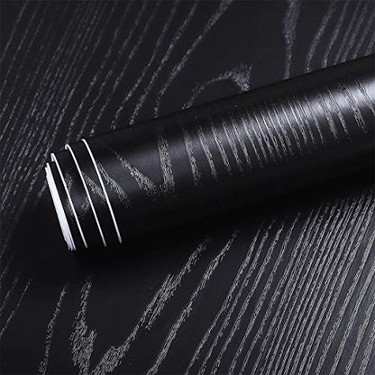 Livelynine Peel and Stick Countertops 24 X 394inch Waterproof Contact Paper for Cabinets Desk Furniture Kitchen Countertop Laminate Self Adhesive Black Wood Grain Vinyl Wrap Bathroom Cabinet Wallpaper - size: 24" x 394"