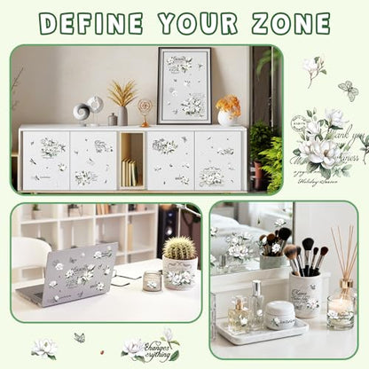 Joeyan 3 Sheets Rub On Transfers for Crafts and Furniture White Magnolia Rub on Transfer Sticker Inspirational Quotes Decal for Wood Glass Metal Canvas Porcelain Plastic DIY Craft Home Decor, 6" x12" - style: White Magnolia