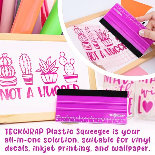 TECKWRAP Professional Squeegee Tool for Vinyl Decals, Inkjet Vinyl Sticker Paper,and Wallpaper - 6"x2.9", Scratch-Free Application (Pitaya) - color: 1pcs Pitaya
