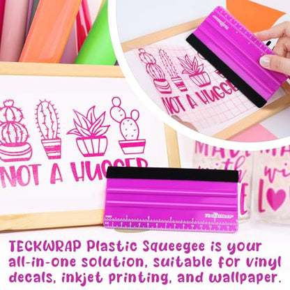 TECKWRAP Professional Squeegee Tool for Vinyl Decals, Inkjet Vinyl Sticker Paper,and Wallpaper - 6"x2.9", Scratch-Free Application (Pitaya) - color: 1pcs Pitaya