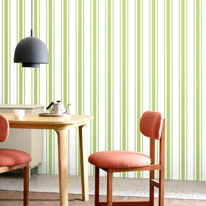Green Striped Peel and Stick Wallpaper 17.3" x 200" - color: Green, size: 17.3" x 200"