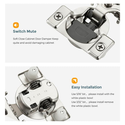 HOME EDIT 5 Pair 3/8 Inch Overlay Soft Close Cabinet Hinges Door Hinges - size: 3/8 inch Overlay