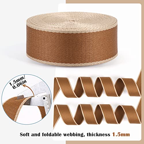Heavy Duty Striped Nylon Webbing Belt - 1.5 inch, Pale Brown - color: Pale Brown-6 Yards