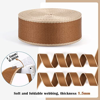 Heavy Duty Striped Nylon Webbing Belt - 1.5 inch, Pale Brown - color: Pale Brown-6 Yards