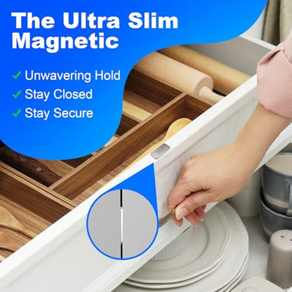 PHIXBEAR 20 Pack Magnetic Cabinet Door Catch, Ultra Thin Cabinet Door Magnets, Adhesive Drawer Magnets to Stay Closed, Stainless Steel Cabinet Latch Easy to Install with Double Sided Tape - size: 20 Pack - Silver