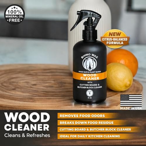 Rhino Wax Cutting Board Spray Cleaner - Food-Safe for All Wood Surfaces