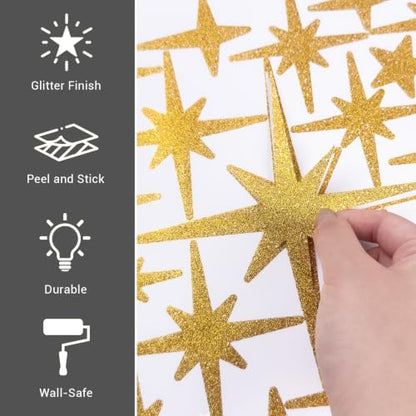 120 Pcs Glitter Gold Star Wall Decals - style: Glitter Gold Star