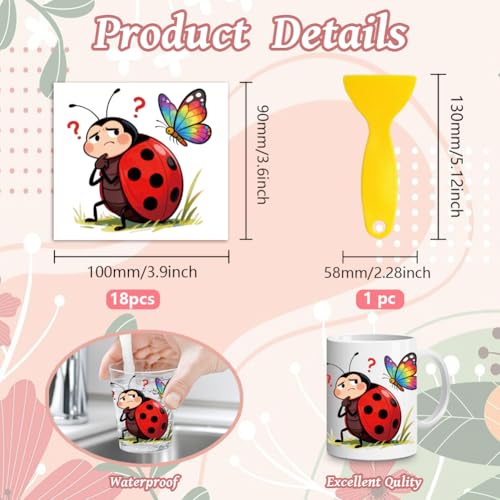 Peacoblue Ladybugs Rub On Transfers for Craft, Transfer Sticker - style: Ladybugs