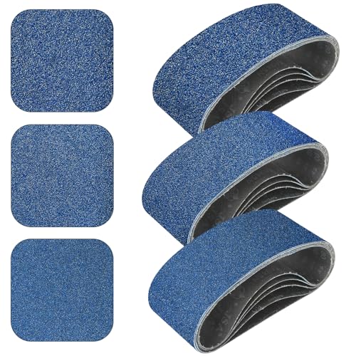 3x21 Inch Sanding Belts 15 Pcs (3 Grit, 5 Each of 80, 120, 150 Grits) Heavy Duty Belt Sander Zirconia Belt Sander Paper for Wood, Metal, Stainless Steel, Automotive, and Furniture - style: 80/120/150 Grits-15 PCS