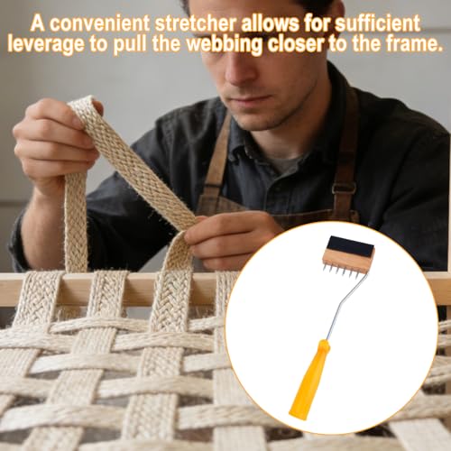 Gooseneck Webbing Stretcher, Upholstery Tool to Catch the Webbing Close to the Frame with Plenty of Leverage Puller Stretcher Reupholstering Supplies for Fabric Carpet Canvas Jute Chair