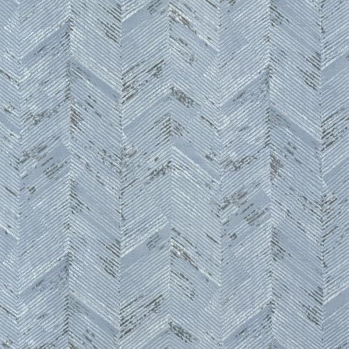 VaryPaper 32"x354" Light Blue Herringbone Peel and Stick Wallpaper Grasscloth Wallpaper for Bedroom Bathroom Waterproof Removable Self Adhesive Vinyl Faux Grass Cloth Contact Paper for Cabinets Desk - size: 32" x 354"