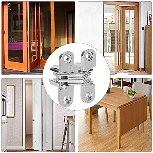 10 Packs Hidden Door Hinges 10 Pack Concealed Cross Hinge Invisible 180 Degree Hinges Swing Coss Invisible Hinge for Cabinets, 0.47'' Leaf Width, 1.7" Leaf Hight