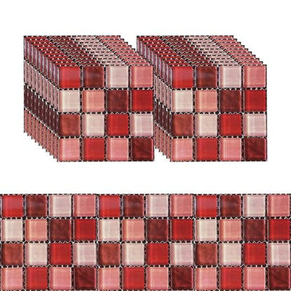 Geesatis Red Peel and Stick Backsplash,Self-Adhesive Removable Wall Tiles - color: Red