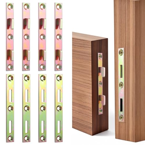 4 Sets Metal Bed Rail Fasteners, 5 Inch Heavy Duty Bed Rail Brackets with Screws, Heavy Duty Hardware Frame Replacement Parts for Furniture Wood - size: 4 Sets
