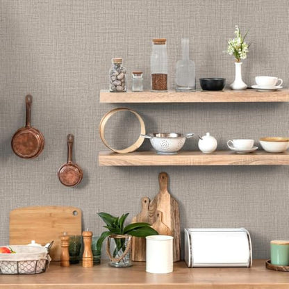 Grasscloth Peel and Stick Wallpaper 23.6"X480.3" Khaki Contact Paper - color: Khaki, size: 23.6" x 480"