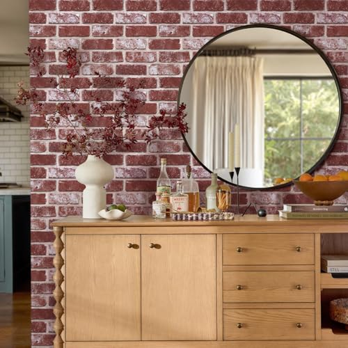 Commomy Faux Brick Wall Panels Peel and Stick Thin PVC 10 Pcs 11.8" x 11.8" - color: Brick-hqC