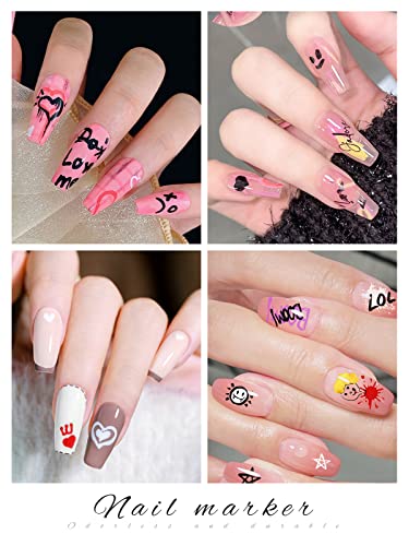 Kalolary Nail Art Pens Set 6 Color 3D Nail Art Makers - color: 6 Color