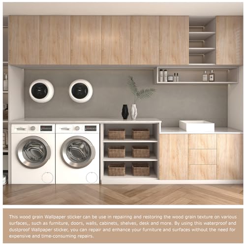 Peel and Stick Wallpaper Natural Oak Wood Grain Contact Paper Thicken Textured for Cabinets and Drawers Countertops Waterproof Self Adhesive Vinyl 11.8" x 393" - color: Natural Oak, size: 11.8"W x 393"L