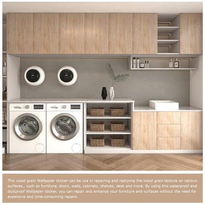 Peel and Stick Wallpaper Natural Oak Wood Grain Contact Paper Thicken Textured for Cabinets and Drawers Countertops Waterproof Self Adhesive Vinyl 11.8" x 393" - color: Natural Oak, size: 11.8"W x 393"L