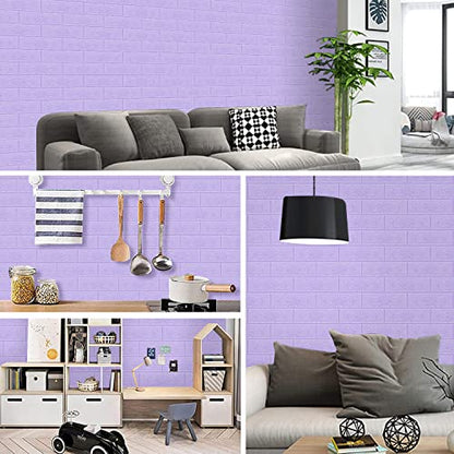 3D Wall Panels Peel and Stick, 14.5 Sq Ft, Faux Brick Purple - color: Purple, size: 14.5 Sq Ft Coverage