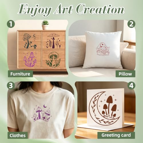 Mushroom Stencils for Crafts Reusable 20Pcs Stencils(5.8X5.8 Inch) - color: Mushroom 2