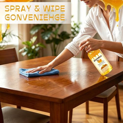 Beeswax Wood Polish Spray,Beeswax Floor Spray,Beeswaxs Floor Polish,Beeswaxs Floor Restorer,Multi-Purpose Furniture Polish,Wood Cleaner Repairing and Care,Restores Shine & Removes Scratches(355ml)