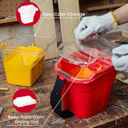 Mister Rui 4 Inch Paint Roller Kit, Hand Held Paint Bucket Kit with 24 Liners, 4" Roller Frame & Covers, 2" Brush, for DIY Home Painting Projects