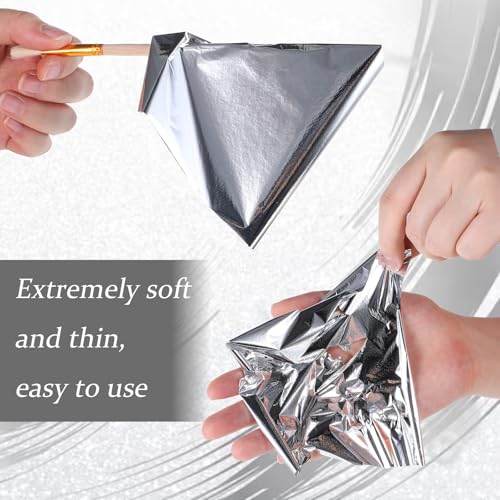 Silver Leaf Foil, Silver Leaf Sheets, 200 PCS Silver-Foil Paper