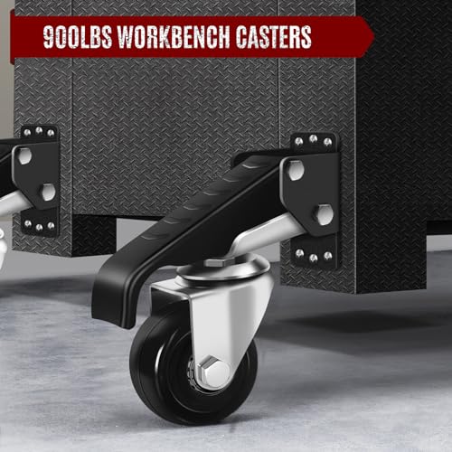 SPACECARE Workbench Casters Retractable Casters Kit 900Lbs, 4 Heavy Duty Casters Side Mounted All Steel Construction Urethane, Bonus Install Template, 4 Pack - style: 900