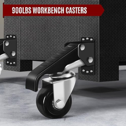 SPACECARE Workbench Casters Retractable Casters Kit 900Lbs, 4 Heavy Duty Casters Side Mounted All Steel Construction Urethane, Bonus Install Template, 4 Pack - style: 900