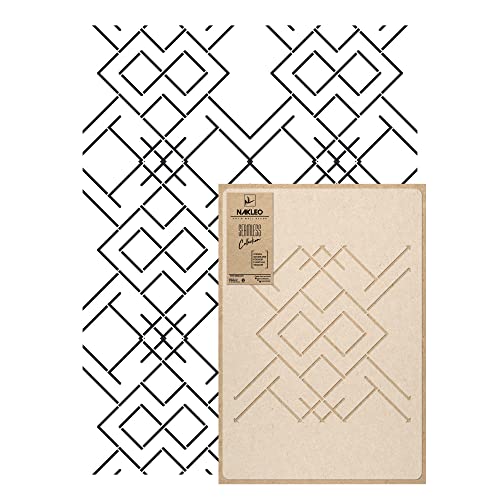NAKLEO Wall Painting Stencil Large Size, 23,2”x37,4” Lines Cube Figure Reusable Plastic Template, Geometric Pattern Wallpaper, DIY Home Decor Craft Wood Floor Furniture - color: Lines #2